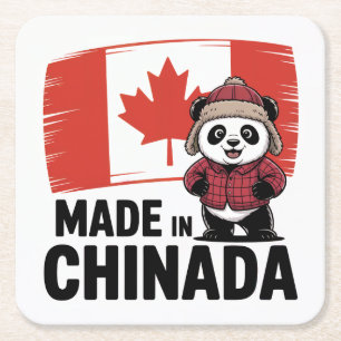 Gemaakt in Chinada Panda – Chinees-Canadees Kartonnen Onderzetters