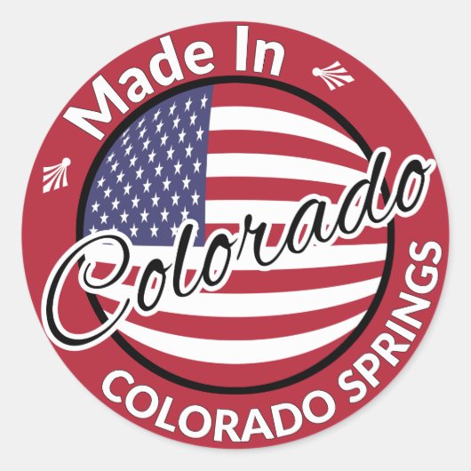 Gemaakt in Colorado Springs USA Vlag Ronde Sticker (Voorkant)