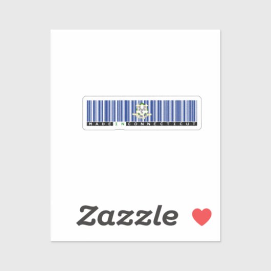 Gemaakt in Connecticut | Barcode Vlag Ontwerp Sticker (Vel)