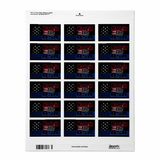 GEMAAKT IN DE Amerikaanse vlag Etiket (Full Sheet)