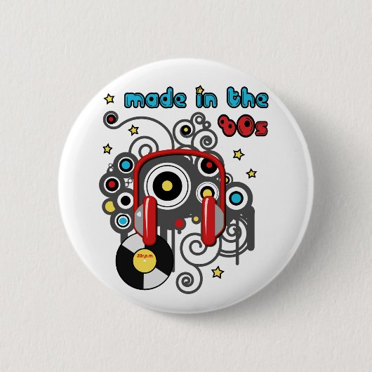 Gemaakt in de jaren 80 ronde button 5,7 cm (Voorkant)