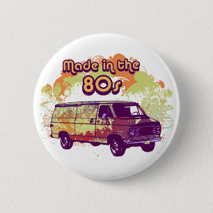 Gemaakt in de jaren 80 ronde button 5,7 cm