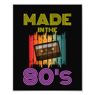 GEMAAKT IN DE JAREN 80 VINTAGE CASSETTEBANDJE FOTO AFDRUK