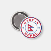 gemaakt in de nepal - productlabel ronde magneet (Voorkant / Achterkant)