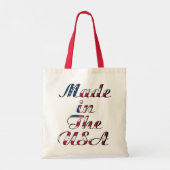 Gemaakt in de Verenigde Staten Natural & Red Budge Tote Bag (Achterkant)