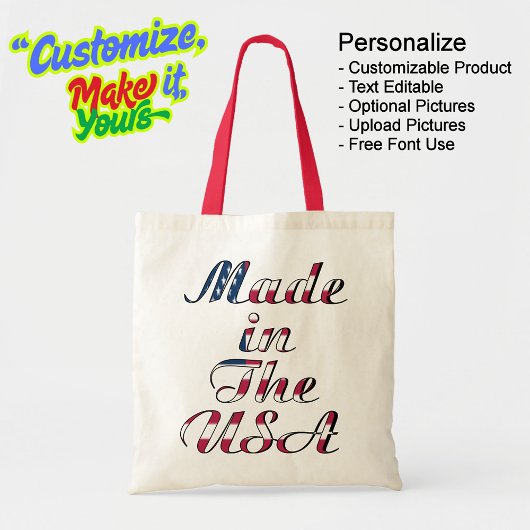 Gemaakt in de Verenigde Staten Natural & Red Budge Tote Bag
