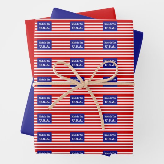 Gemaakt in de Verenigde Staten Rood Wit en Blauw A Inpakpapier Vel (In situ)