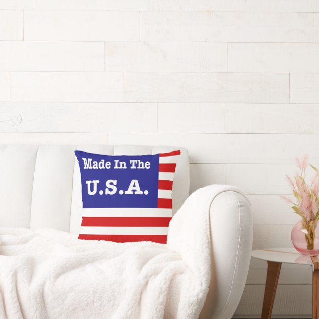 Gemaakt in de Verenigde Staten Rood Wit en Blauw A Kussen (Bank)