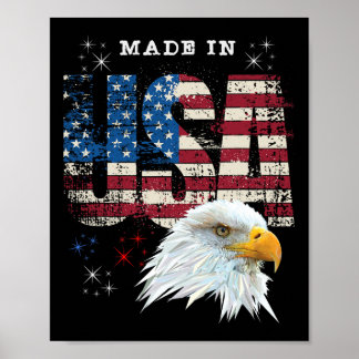 Gemaakt in de VS Patriottische Amerikaanse Vlag St Poster