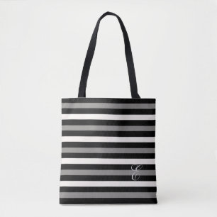 Gemaakt in de VS zwart, grijs en wit gestreept Tote Bag