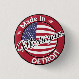 Gemaakt in Detroit Michigan USA Vlag Ronde Button 3,2 Cm