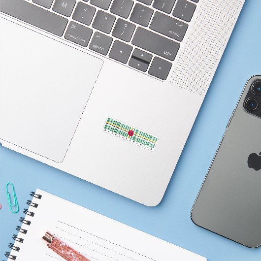 Gemaakt in Dominica Barcode Vlag Sticker (Laptop met iPhone)