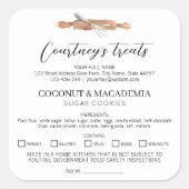 Gemaakt in een eigen keuken Ingrediënten Waterverf Vierkante Sticker (Voorkant)