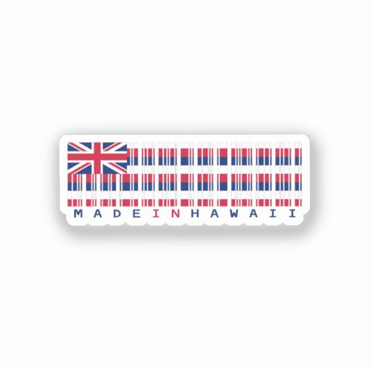 Gemaakt in Hawaii Barcode Flag Sticker - Island Pr (Voorkant)