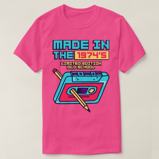 Gemaakt in het Retro-Cassettebandje van 1974 T-shirt (Design voorkant)