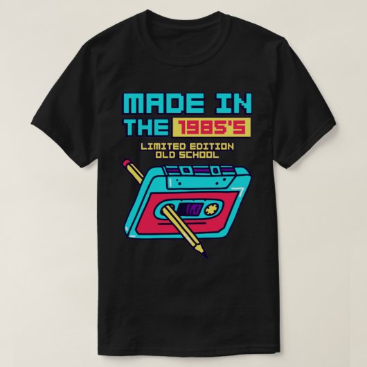 Gemaakt in het Retro-Cassettebandje van 1985 T-shirt (Design voorkant)