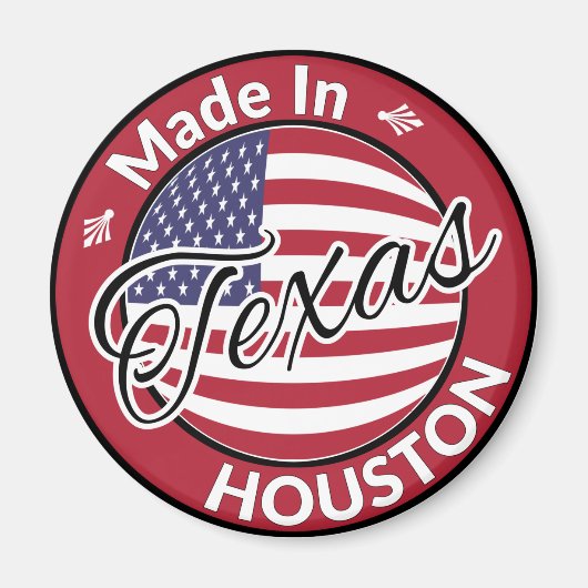 Gemaakt in Houston Texas Stars en Stripes Flag Magneet (Voorkant)