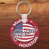 Gemaakt in Houston Texas Stars en Stripes Flag Sleutelhanger (Voorkant)