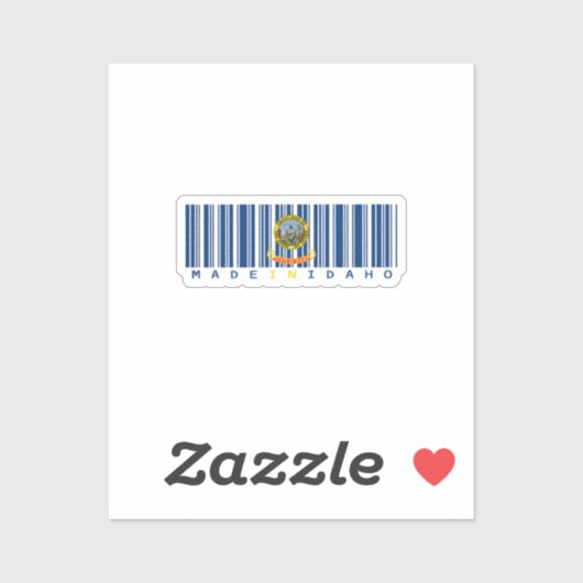 Gemaakt in Idaho Barcode Flag Sticker - State Prid (Vel)
