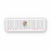 Gemaakt in Illinois Barcode Flag Sticker - Staat (Voorkant)