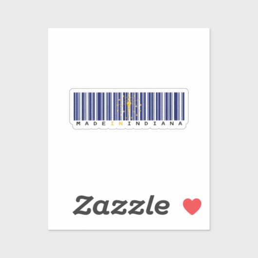 Gemaakt in Indiana Barcode Flag Sticker - State Pr (Vel)