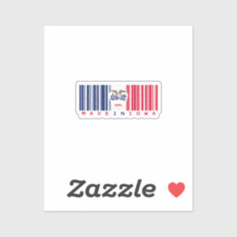 Gemaakt in Iowa Barcode Flag Sticker - State Pride