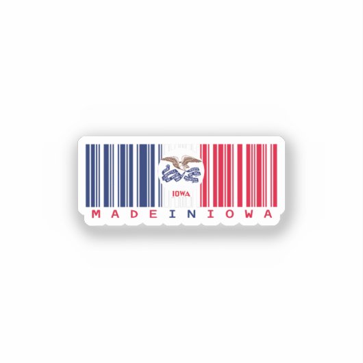 Gemaakt in Iowa Barcode Flag Sticker - State Pride (Voorkant)