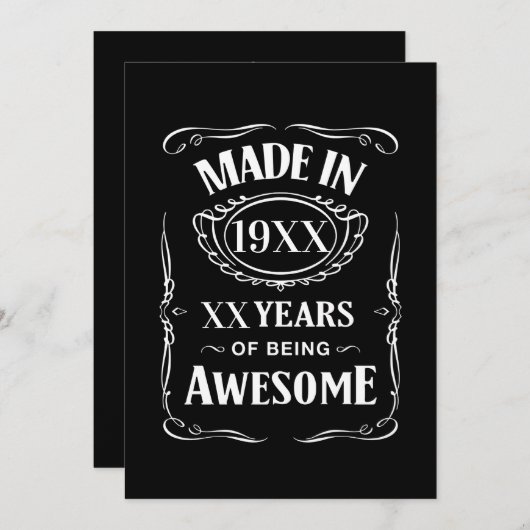 Gemaakt in jaar XX jaar van het zijn van geweldige Kaart (Voorkant / Achterkant)