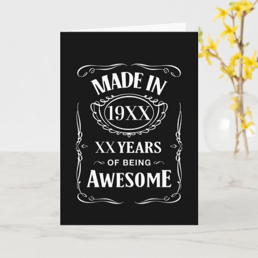 Gemaakt in jaar XX jaar van het zijn van geweldige Kaart (Gele Bloem)