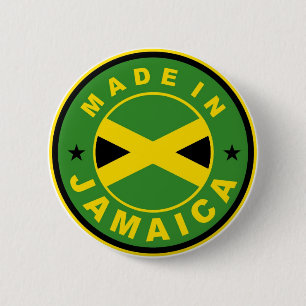 gemaakt in jamaica country label round ronde button 5,7 cm