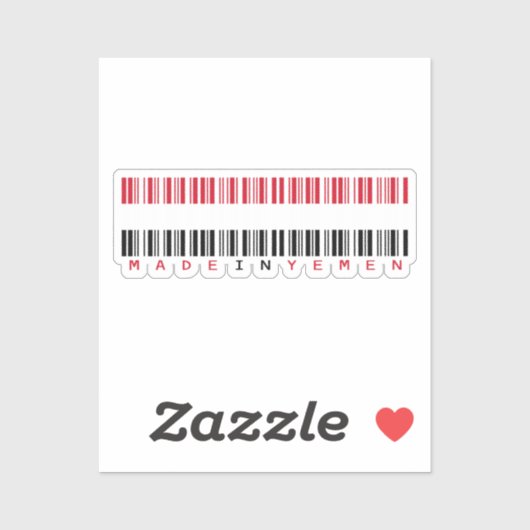 Gemaakt in Jemen Barcode Vlagontwerp Sticker (Vel)