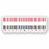 Gemaakt in Jemen Barcode Vlagontwerp Sticker (Voorkant)