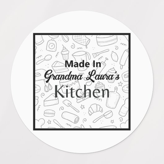 Gemaakt in [Jouw naam] keuken bakken set Labels (Design 1)
