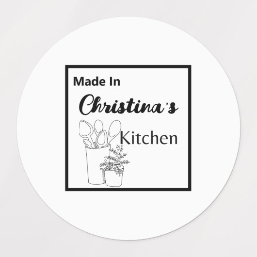 Gemaakt in [Jouw naam] keuken houten lepels Labels (Design 1)