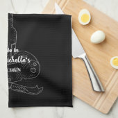 Gemaakt in [Jouw naam] Keuken Zwart Wijn & Kaas Theedoek (Quarter Fold)