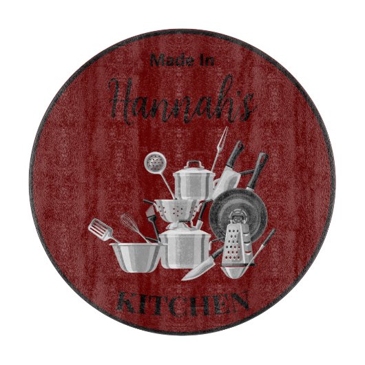 Gemaakt in [Jouw naam] keukenpotten & pannen elke  Snijplank (Voorkant)