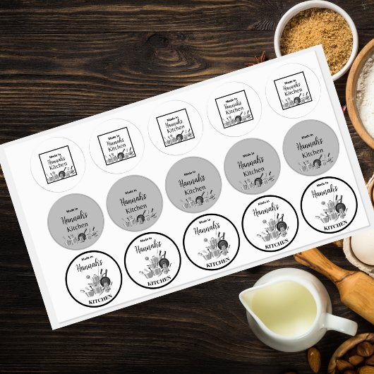 Gemaakt in [Jouw naam] keukenpotten & pannen Labels