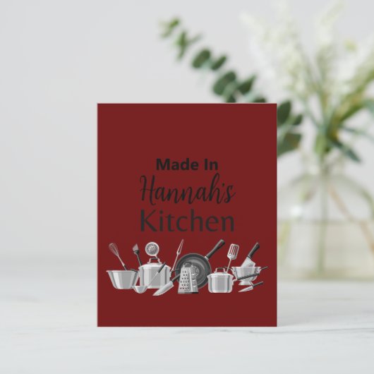 Gemaakt in [Jouw naam] Keukenrecept Kaart elke kle (Staand voorkant)