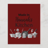 Gemaakt in [Jouw naam] Keukenrecept Kaart elke kle (Voorkant)