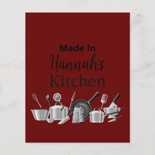 Gemaakt in [Jouw naam] Keukenrecept Kaart elke kle (Voorkant)