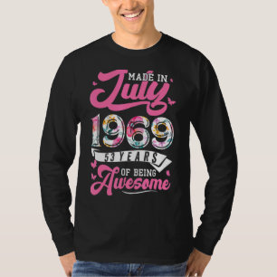 Gemaakt in juli 1969 Bloemen 53 jaar oud 53e verja T-shirt