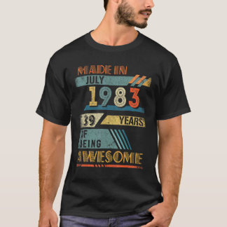 Gemaakt in juli 1983 39 jaar oud 39e verjaardag t-shirt