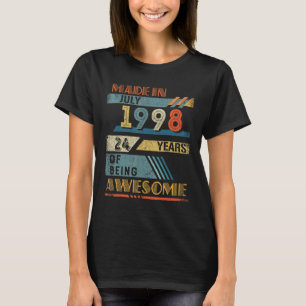 Gemaakt in juli 1998 24 jaar oud 24e verjaardag t-shirt
