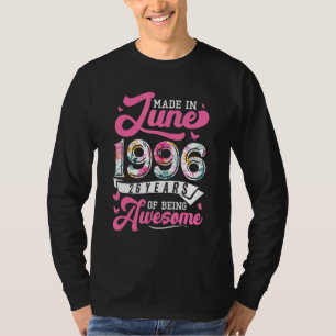 Gemaakt in juni 1996 Bloemen 26 jaar oud 26e verja T-shirt