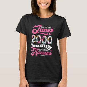 Gemaakt in juni 2000 Bloemen 22 jaar oud 22e verja T-shirt