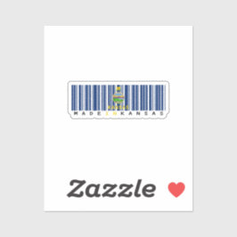 Gemaakt in Kansas Barcode Flag Sticker - State Pri