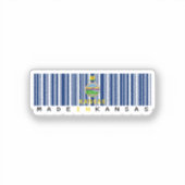 Gemaakt in Kansas Barcode Flag Sticker - State Pri (Voorkant)