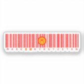 Gemaakt in Kirgizië Barcode Vlag Sticker (Voorkant)