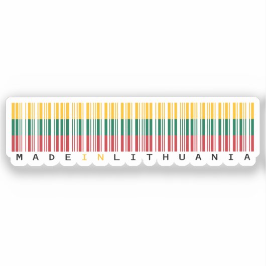 Gemaakt in Litouwen Barcode Vlag Sticker (Voorkant)
