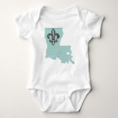 Gemaakt in Louisiana Fleur de Lys Baby Creeper Rom Romper (Voorkant)